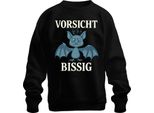 Caution Bitey Bat Halloween Funny Gift Cartoon Unisex Felpa Pullover, Nero, L