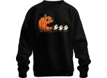 Pac-Man Horror Halloween Zucca Fantasmi Cartoon Carino Spaventoso Unisex Felpa Pullover, Nero, Xxl