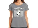 Fantasmi Tutto L'anno Halloween GeisterkostüM Retro Karo Damen T-Shirt, Grau, S