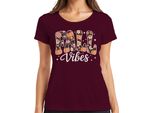 Fall Vibes Autumn Pumpkin Flowers Boho Vintage Floral Cosy T-Shirt Donna, Borgogna, S