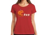 Pac-Man Horror Halloween Zucca Fantasmi Cartoon Carino Spaventoso Maglietta Donna, Rosso, 3XL