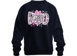 Boo Fantasma Carino Con Fiocco Halloween Rosa Pizzo Pipistrelli Felpa Unisex Pullover, Navy, 3XL