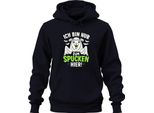 I'm Only Here To Spit Halloween Llama Saying Dolcetto O Scherzetto Felpa Con Cappuccio Unisex, Navy, S