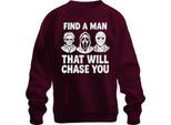 Trova Un Uomo Che Ti Insegua Horror Masken Jason Ghostface Felpa Unisex Pullover, Borgogna, 3XL