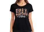 Fall Vibes Autumn Pumpkin Flowers Boho Vintage Floral Cosy T-Shirt Da Donna, Nero, S