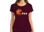 Pac-Man Horror Halloween Zucca Fantasmi Cartoon Carino Spaventoso Maglietta Donna, Borgogna, 3XL