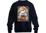 Felpa Pullover Unisex Con Fiocco Retrò, Navy, S