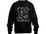 Halloween Witch Reads Book Pumpkin Ghost Skull Bats Felpa Unisex Pullover, Nero, S