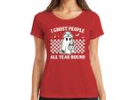 Fantasmi Tutto L'anno Halloween GeisterkostüM Retro Karo Damen T-Shirt, Rot, 3XL
