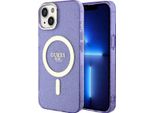 Guess Guhmp14Mhcmcgu Custodia Rigida Per Iphone 14 Plus/ 15 Plus 6,7 Purpurowy/Purple Glitter Gold Magsafe