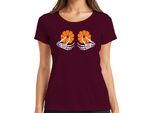 Mani Di Scheletro E Seni Di Zucca Halloween Gothic Day Of The Dead Autunno Maglietta Da Donna, Borgogna, Xl