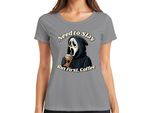 But First Coffee Grim Reaper Halloween Coffee Gothic Funny Scary Ladies T-Shirt, Grigio, L