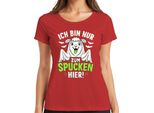 I'm Only Here To Spit Halloween Llama Saying Trick Or Treat Ladies T-Shirt, Red, L
