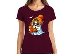 Halloween Boo Fantasma Zucca Sweetorsour Maglietta Da Donna Autunnale Per Bambini, Bordeaux, S