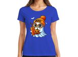 Halloween Boo Fantasma Zucca Sweetorsour Maglietta Da Donna Autunnale Per Bambini, Blu, S