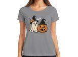 Boo Halloween Zucca Fantasma Carino Cappello Strega Retro Vintage Carino T-Shirt Da Donna, Grigio, Xxl