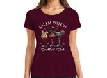 Maglietta Salem Witch Cocktail Club Halloween Cocktails Fledermaus Gruselig Damen, Borgogna, Xl