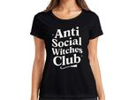 Maglietta Da Donna Gotica Vintage Del Club Delle Streghe Anti Sociali Con Scopa Magica, Nero, S
