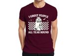 Fantasmi Tutto L'anno Halloween GeisterkostüM Retro Karo Herren T-Shirt, Borgogna, 3XL