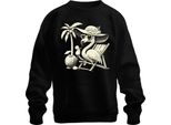 Fenicottero Estate Tropical Beach Palm Tree Coconut Sun Hat Heart Felpa Unisex Pullover, Nero, 3XL