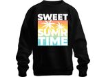 Sweet Summer Time Palm Trees Sunset Beach Holiday Retro Unisex Felpa Pullover, Nero, 3XL
