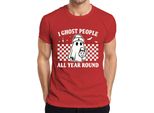 Fantasmi Tutto L'anno Halloween GeisterkostüM Retro Karo Herren T-Shirt, Rot, L