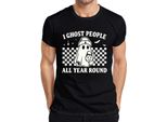 Fantasmi Tutto L'anno Halloween GeisterkostüM Retro Karo Herren T-Shirt, Schwarz, M