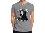 But First Coffee Grim Reaper Halloween Coffee Gothic Funny Scary T-Shirt Uomo, Grigio, L