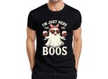 I'm Just Here For The Boos Halloween Ghost Wine Party Gift Funny Men's T-Shirt, Nero, 3XL