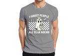 Fantasmi Tutto L'anno Halloween GeisterkostüM Retro Karo Herren T-Shirt, Grau, L