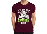 T-Shirt Da Uomo Trick Or Treat, Borgogna, 3XL - I'm Only Here To Spit Halloween Llama Saying Trick Or Treat