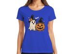 Boo Halloween Zucca Fantasma Carino Cappello Strega Retro Vintage Carino T-Shirt Da Donna, Blu, Xxl