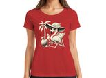 Maglietta Da Donna Flamingo Summer Tropical Beach Palm Tree Coconut Sun Hat Heart, Rosso, L