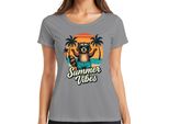 Summer Vibes Raccoon Sunglasses Beach Palm Trees Retro Vintage Ladies T-Shirt, Grigio, S