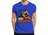 Boo Dozer Halloween Bulldozer Fantasma Zucca Spaventosa Costruzione Divertente Maglietta Uomo, Blu, Xl