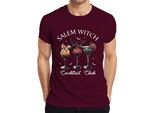 Maglietta Salem Witch Cocktail Club Halloween Cocktails Fledermaus Gruselig Herren, Borgogna, S