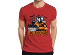 Boo Dozer Halloween Bulldozer Fantasma Zucca Spaventosa Costruzione Maglietta Da Uomo Divertente, Rosso, Xl