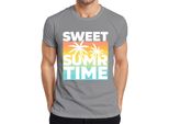 Maglietta Uomo Sweet Summer Time Palm Trees Sunset Beach Holiday Retro, Grigio, Xl