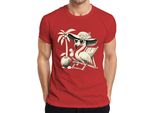 Maglietta Da Uomo Flamingo Summer Tropical Beach Palm Tree Coconut Sun Hat Heart, Rosso, L