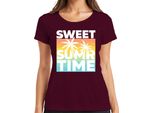 Maglietta Donna Sweet Summer Time Palm Trees Sunset Beach Holiday Retro, Bordeaux, 3XL