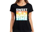Maglietta Da Donna Sweet Summer Time Palm Trees Sunset Beach Holiday Retro, Nero, Xl