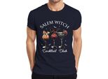 Maglietta Salem Witch Cocktail Club Halloween Cocktails Fledermaus Gruselig Herren, Navy, Xl