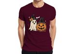 Boo Halloween Zucca Fantasma Carino Cappello Strega Retro Vintage Carino T-Shirt Da Uomo, Bordeaux, Xxl