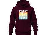 Sweet Summer Time Palm Trees Sunset Beach Holiday Retro Unisex Hoodie Felpa Con Cappuccio, Borgogna, S