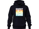 Sweet Summer Time Palm Trees Sunset Beach Holiday Retro Unisex Hoodie Felpa Con Cappuccio, Navy, S