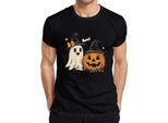 Boo Halloween Zucca Fantasma Carino Cappello Strega Retro Vintage Carino T-Shirt Da Uomo, Nero, Xxl