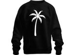 Palma Silhouette Spiaggia Vacanza Isola Tropicale Mare Estate Retrò Unisex Felpa Pullover, Nero, 3XL