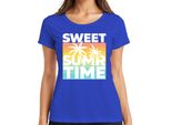 Maglietta Da Donna Sweet Summer Time Palm Trees Sunset Beach Holiday Retro, Blu, 3XL