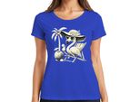 Maglietta Da Donna Flamingo Summer Tropical Beach Palm Tree Coconut Sun Hat Heart, Blu, Xl