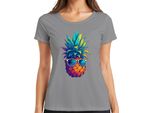 Ananas Occhiali Da Sole Colorati Tropicali Vacanze Estive Hawaii Retro T-Shirt Da Donna, Grigio, Xxl